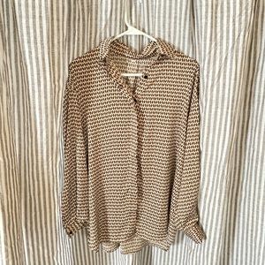 Printed silky button down